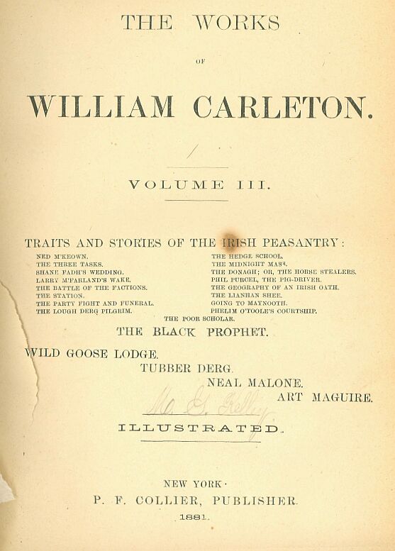 The Poor Scholar / Traits And Stories Of The Irish Peasantry, The Works of / William Carleton, Volume Three cover