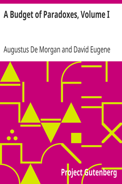 A Budget of Paradoxes, Volume I cover