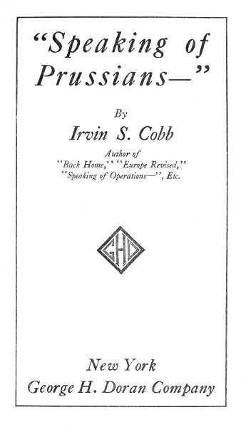 "Speaking of Prussians--" cover