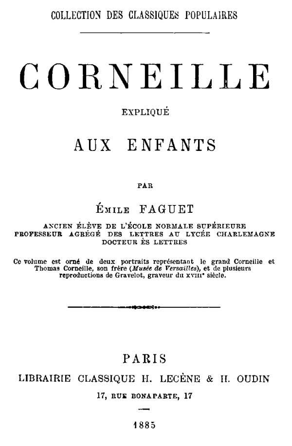Corneille expliqué aux enfants cover