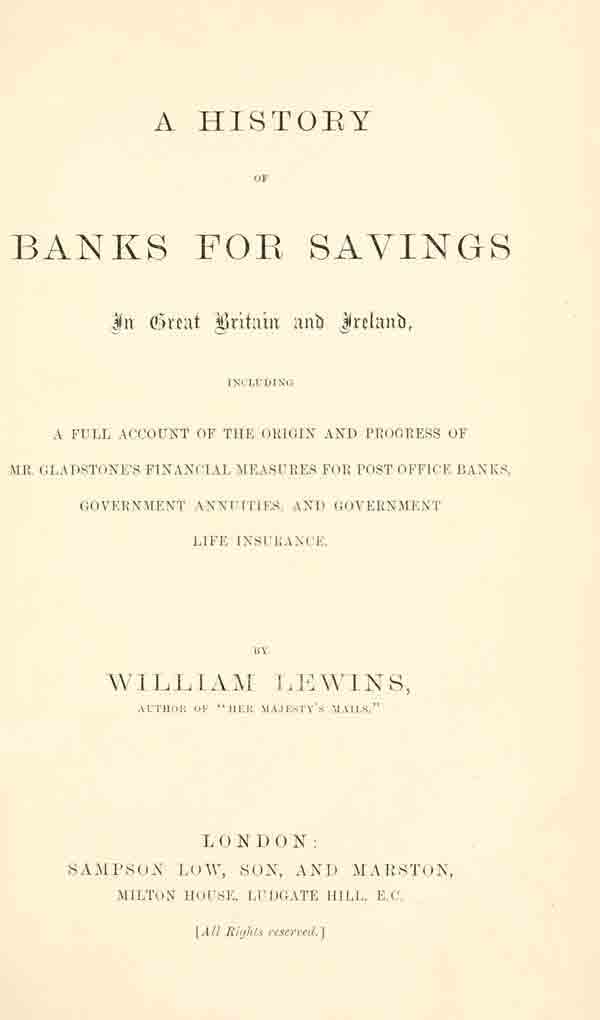 A History of Banks for Savings in Great Britain and Ireland cover