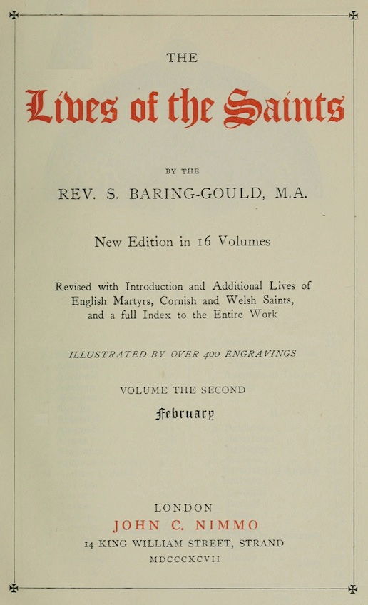 The Lives of the Saints, Volume 02 (of 16): February cover