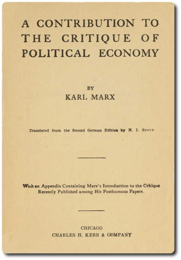 A Contribution to the Critique of Political Economy cover