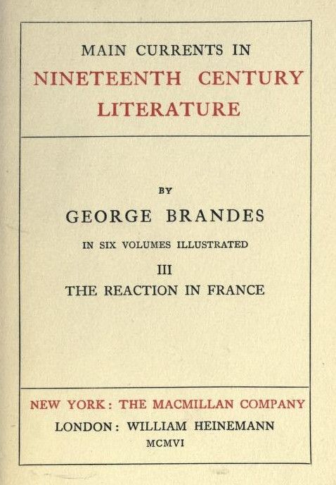 Main Currents in Nineteenth Century Literature - 3. The Reaction in France cover