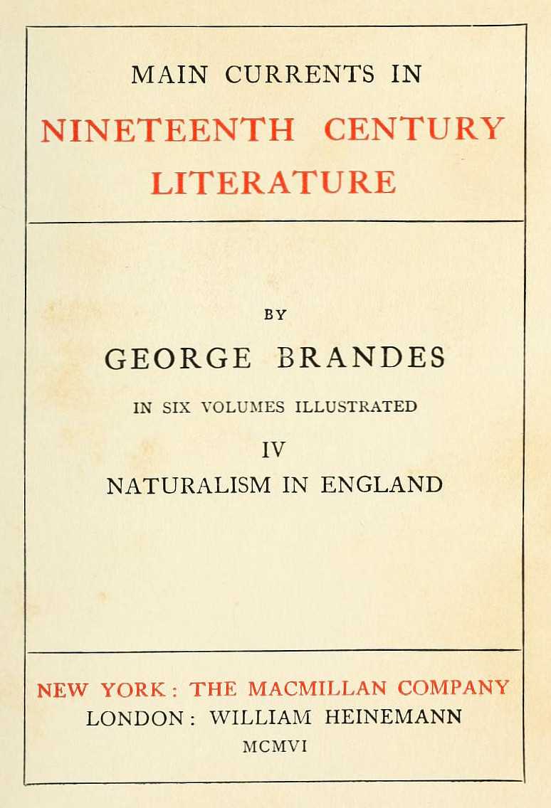 Main Currents in Nineteenth Century Literature - 4. Naturalism in England cover