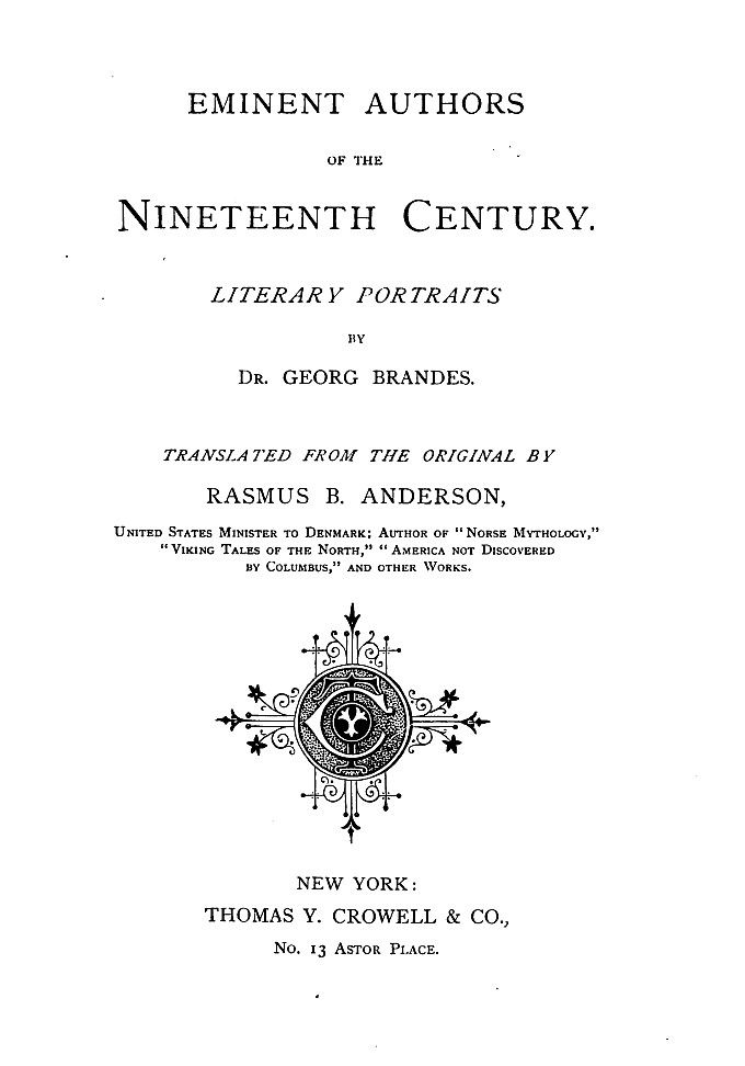 Eminent Authors of the Nineteenth Century: Literary Portraits cover