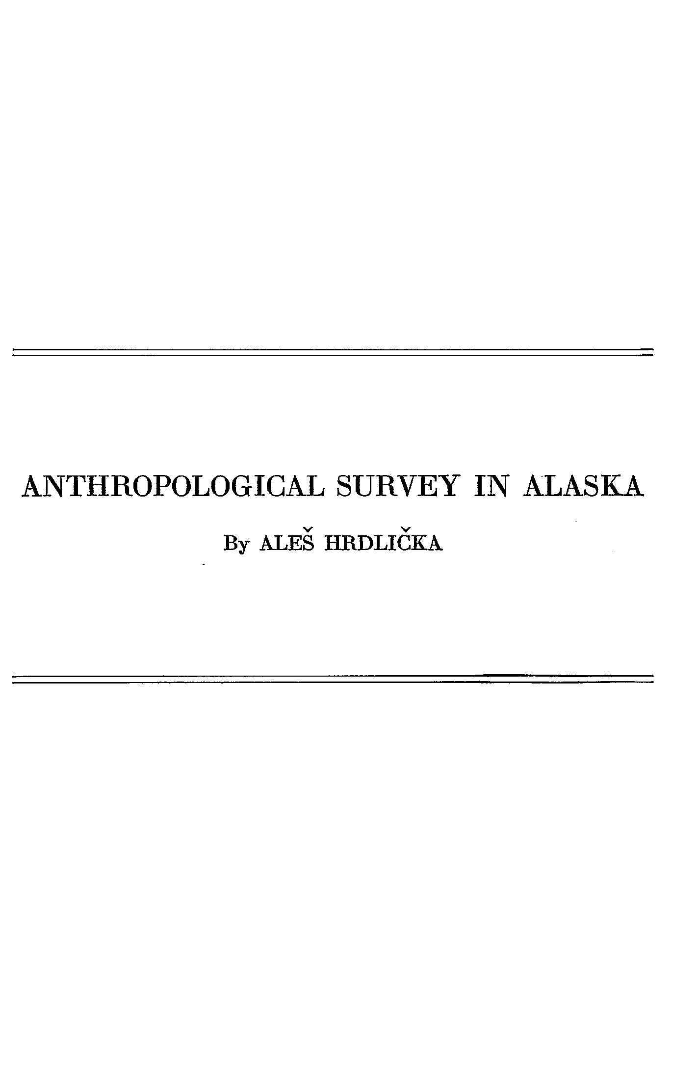 Anthropological Survey in Alaska cover