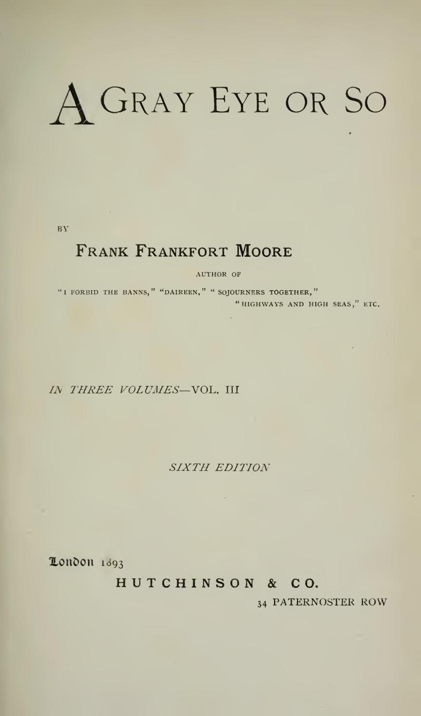 A Gray Eye or So. In Three Volumes—Volume III cover
