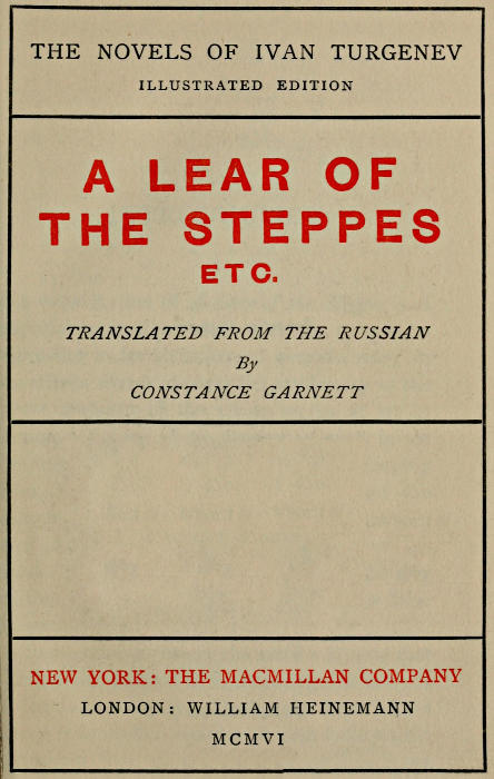 A Lear of the Steppes, etc. cover