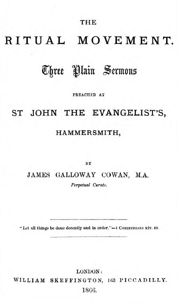 The Ritual Movement / Three plain sermons preached at St. John the Evangelist's, Hammersmith cover