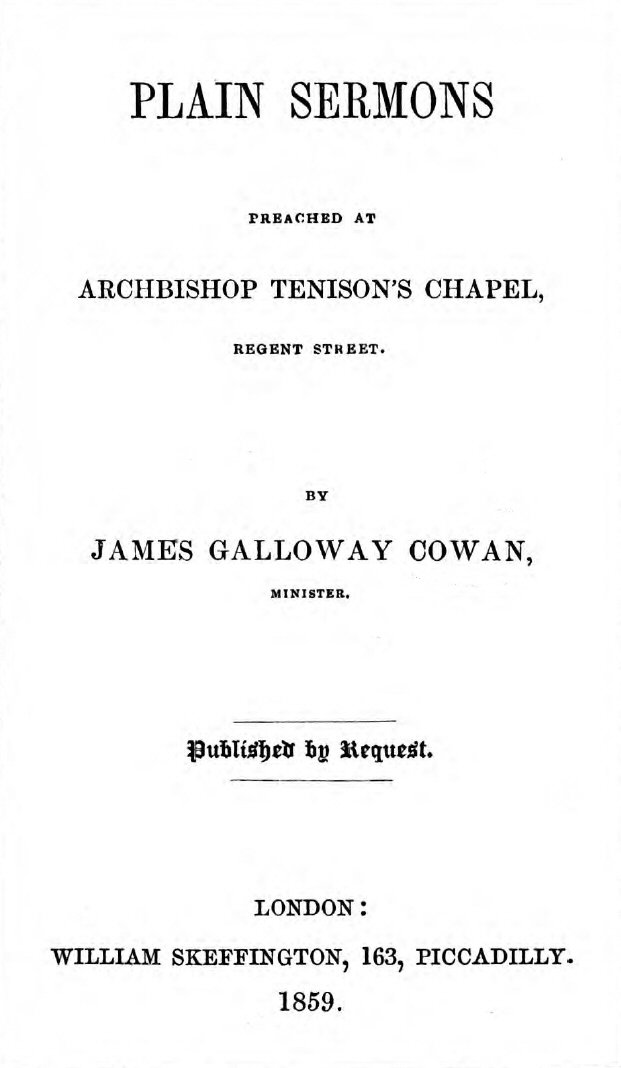 Plain Sermons, Preached at Archbishop Tenison's Chapel, Regent Street cover