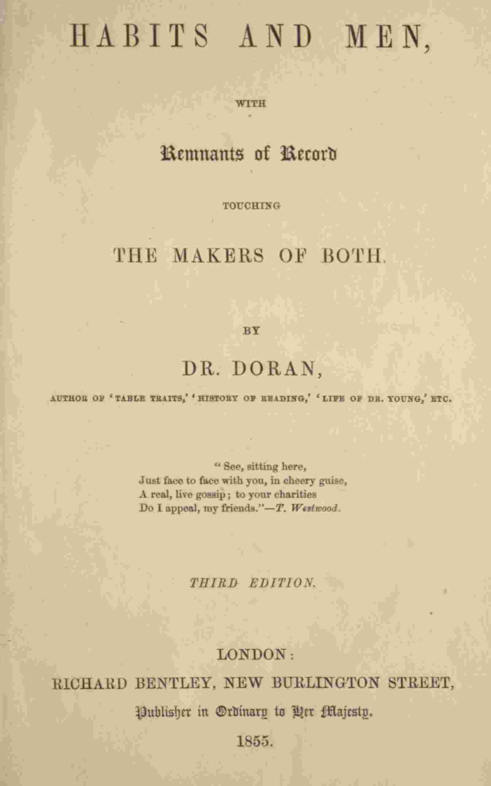 Habits and men, with remnants of record touching the makers of both cover