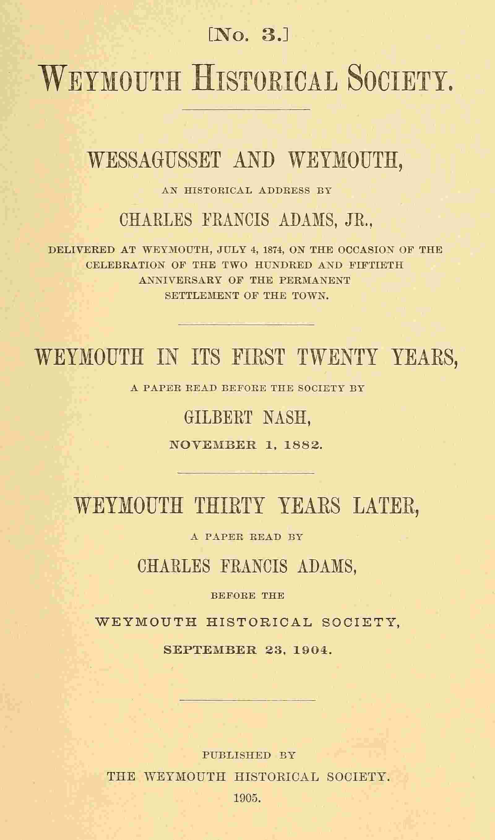 Wessagusset and Weymouth cover