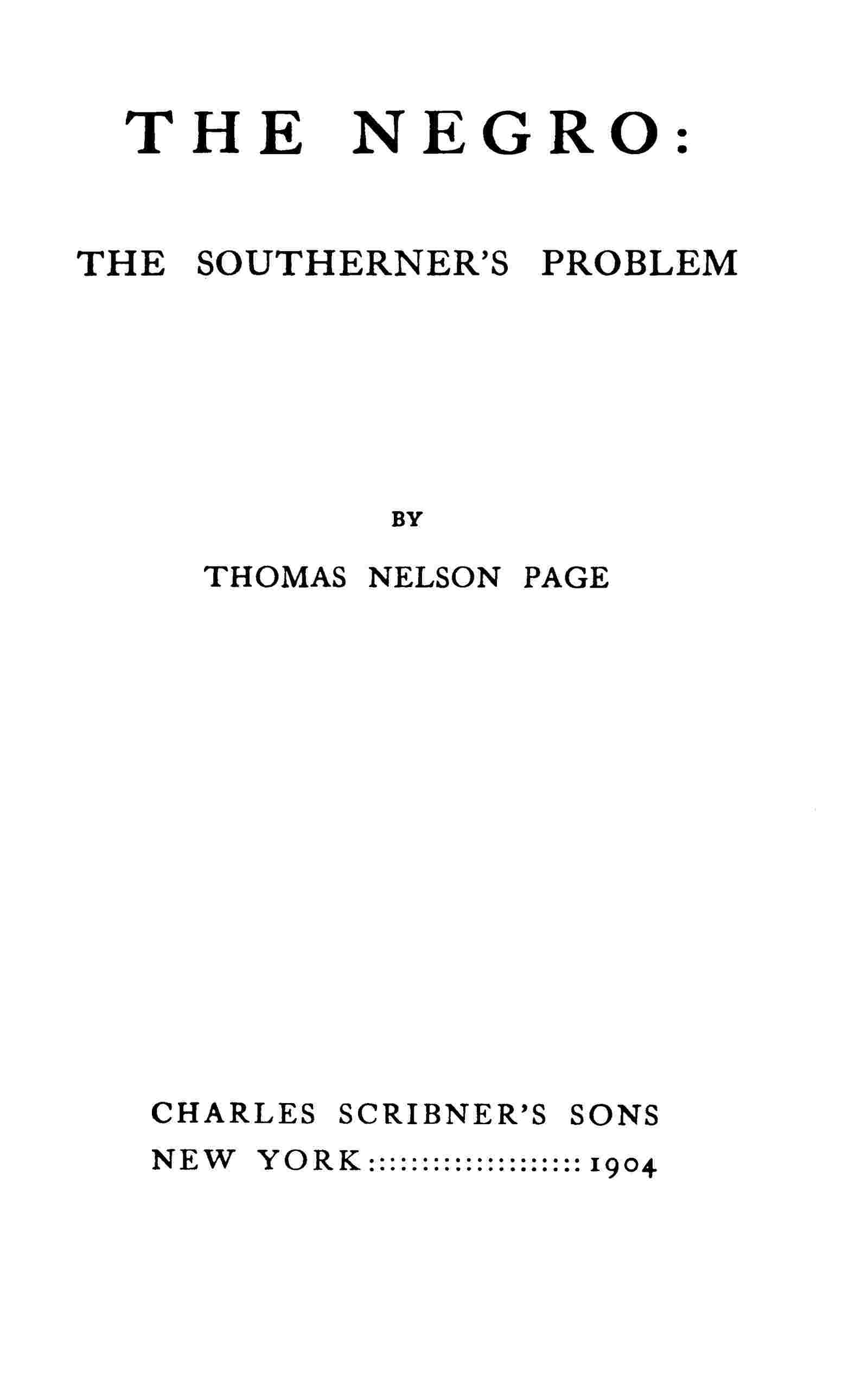 The negro: the southerner's problem cover