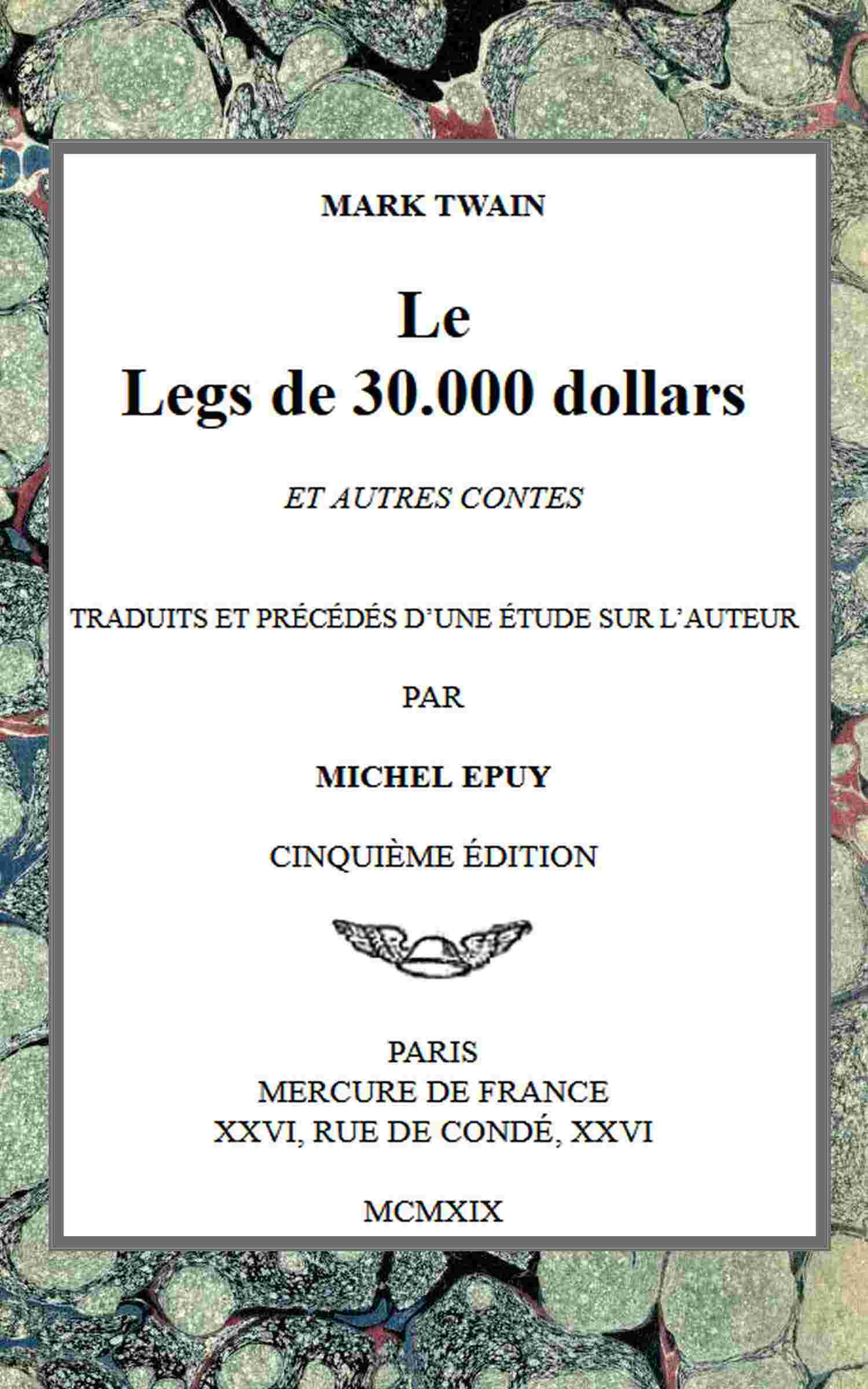 Le Legs de 30.000 dollars et autres contes cover