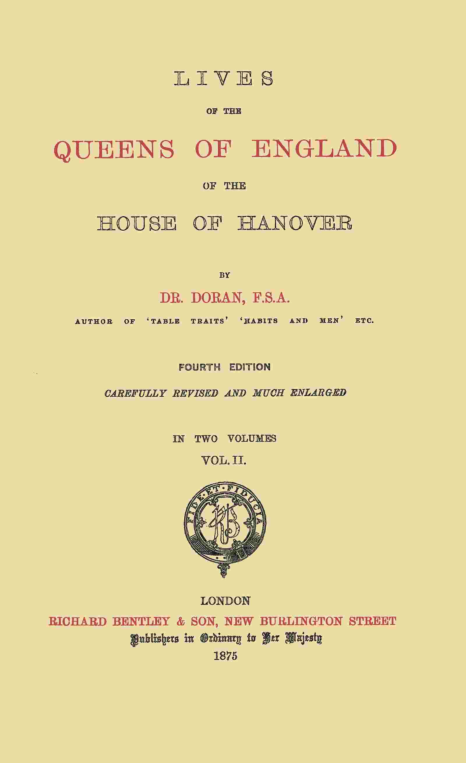 Lives of the Queens of England of the House of Hanover, volume 2 (of 2) cover
