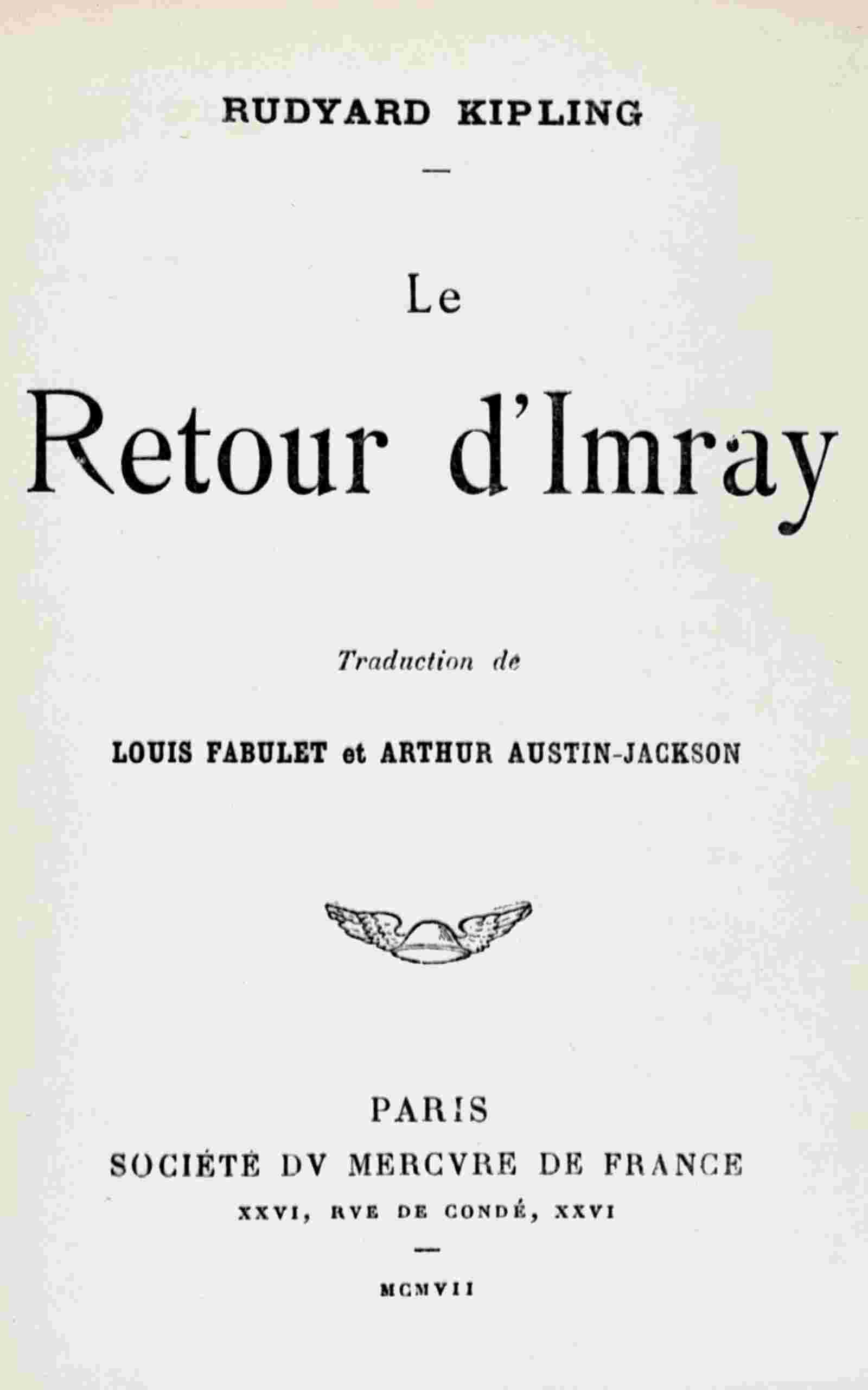 Le retour d'Imray cover
