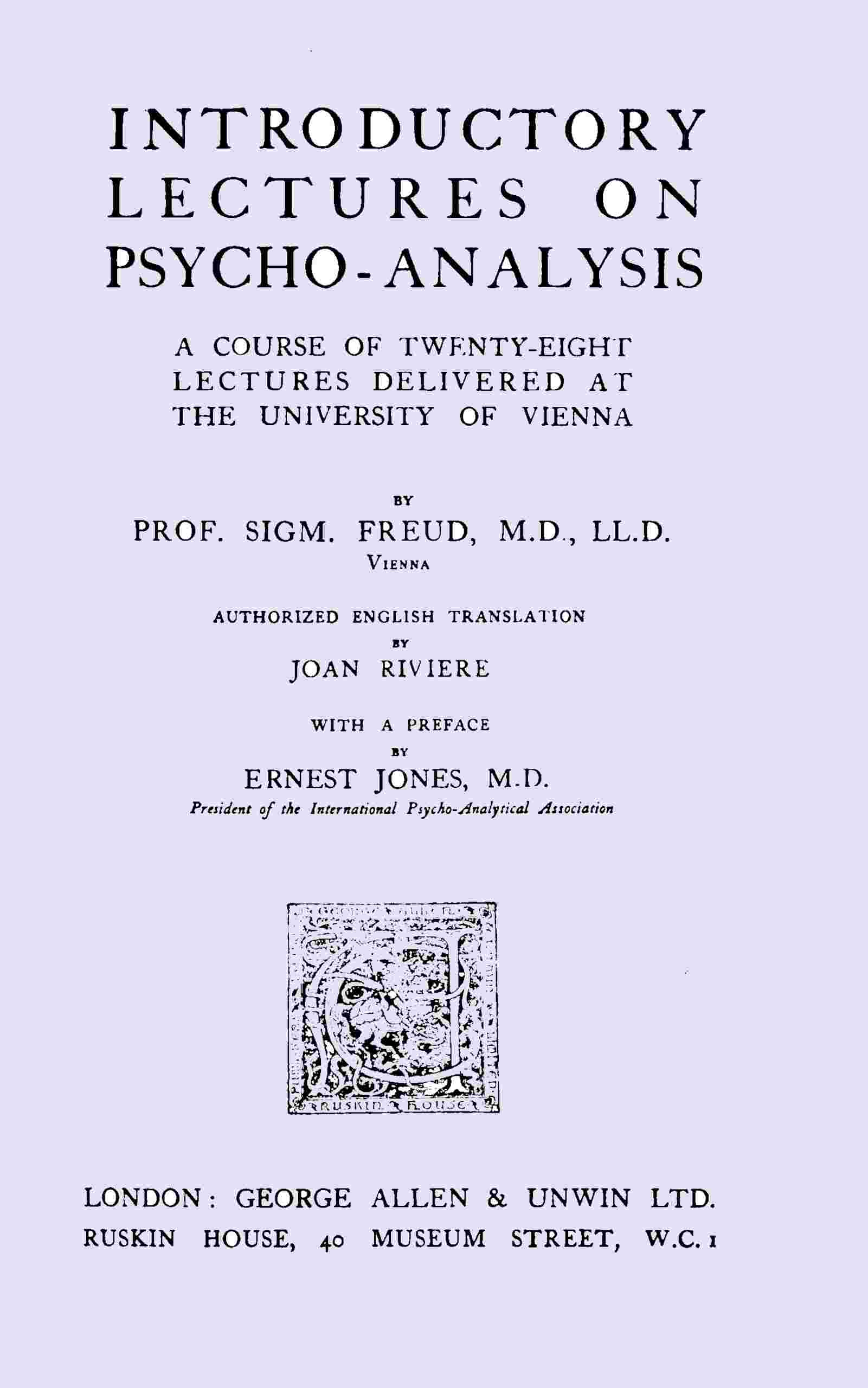 Introductory lectures on psycho-analysis cover