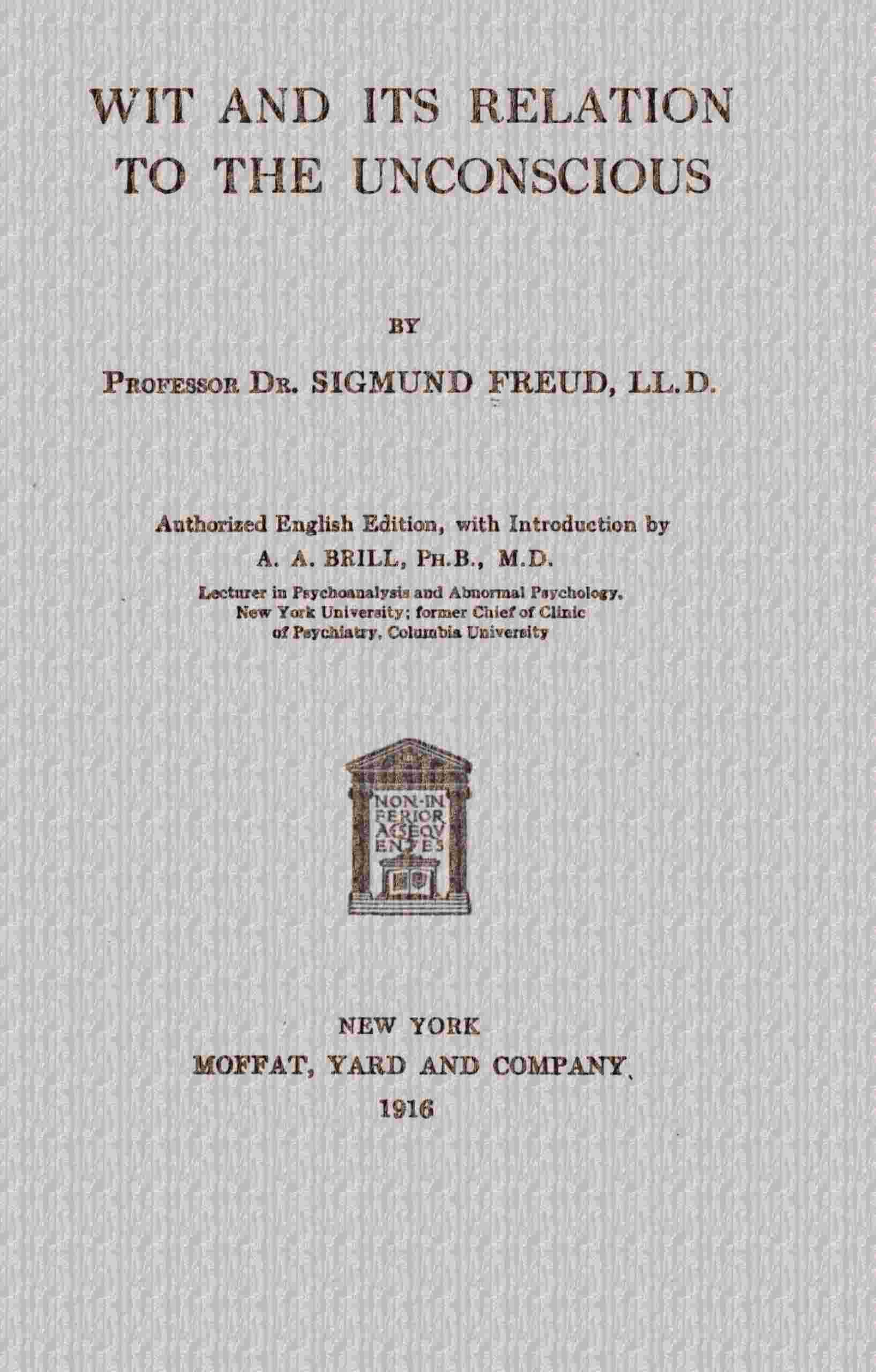 Wit and its relation to the unconscious cover
