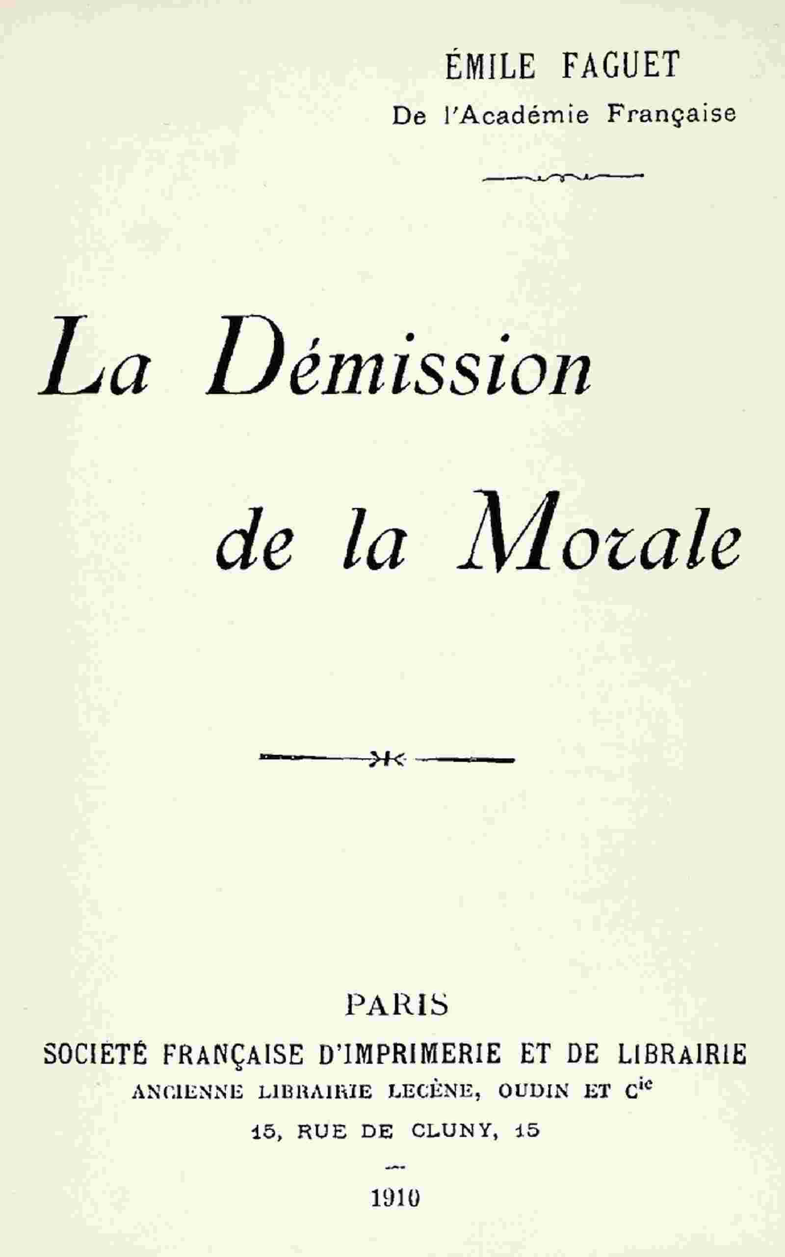 La démission de la morale cover