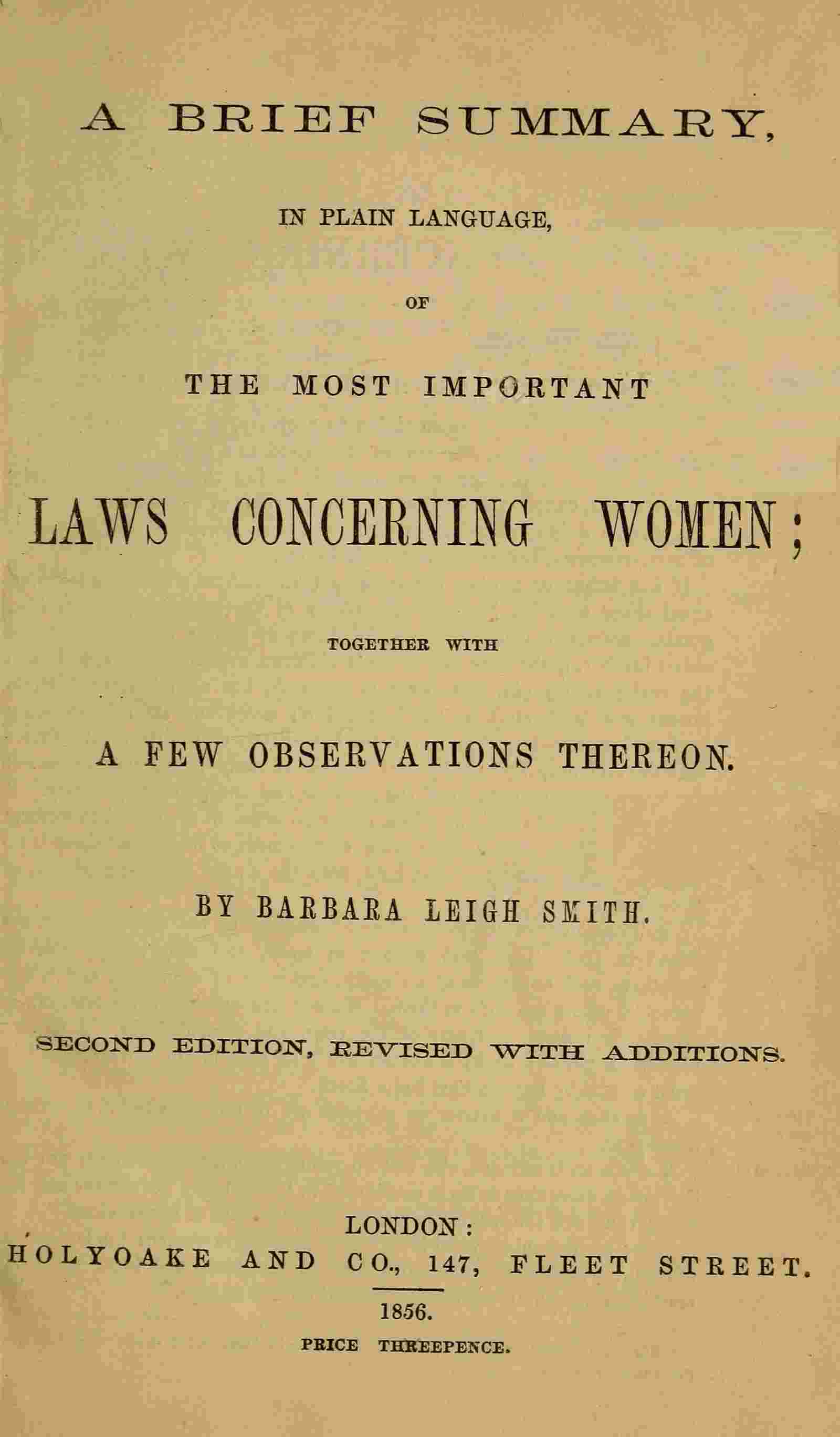 A brief summary in plain language of the most important laws concerning women cover