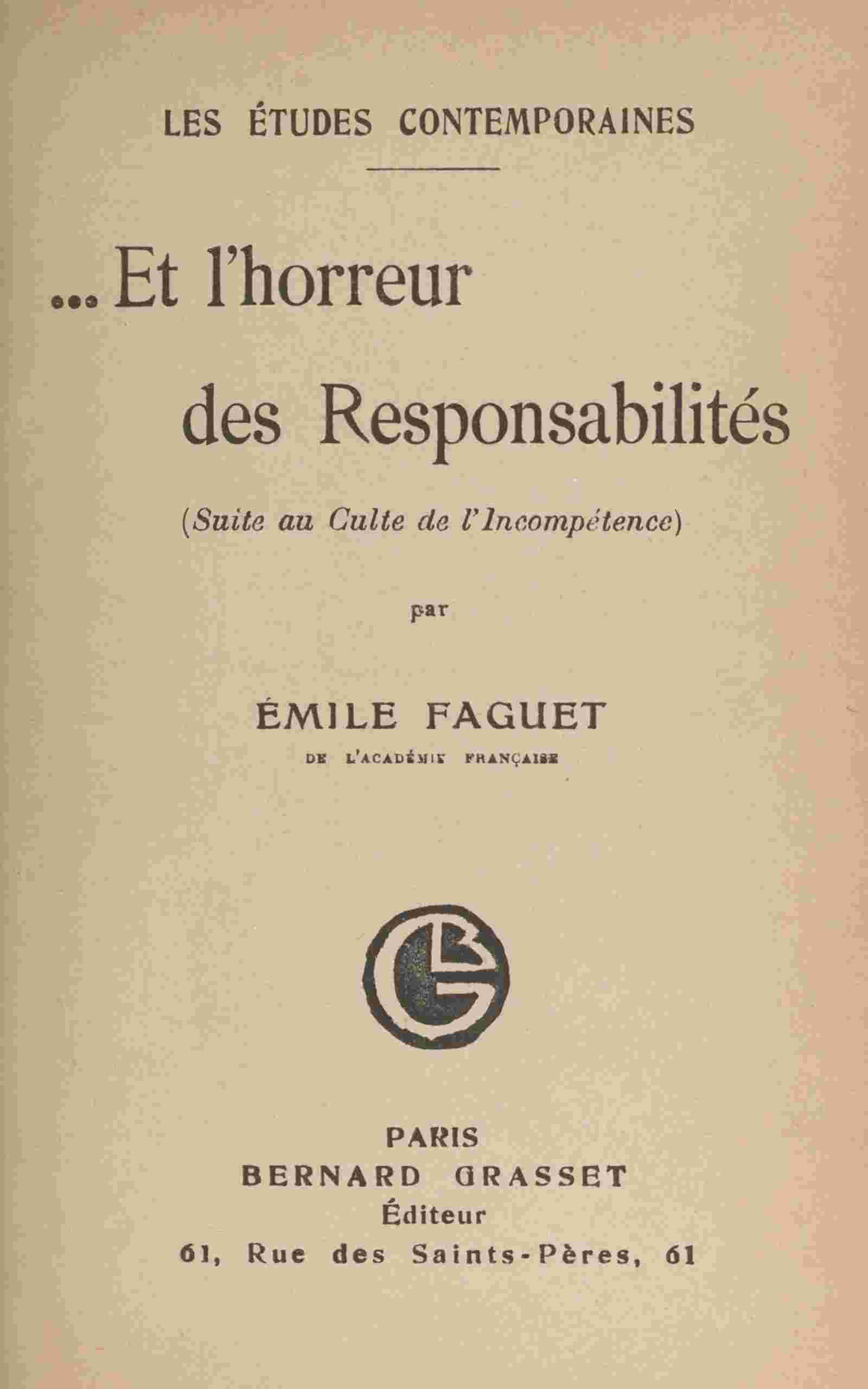 ... Et l'horreur des responsabilités (suite au Culte de l'incompétence) cover