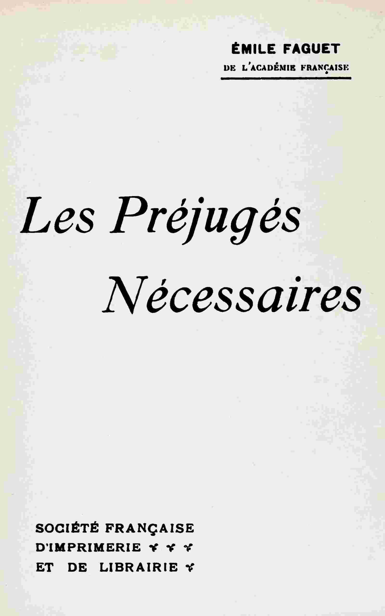 Les préjugés nécessaires cover