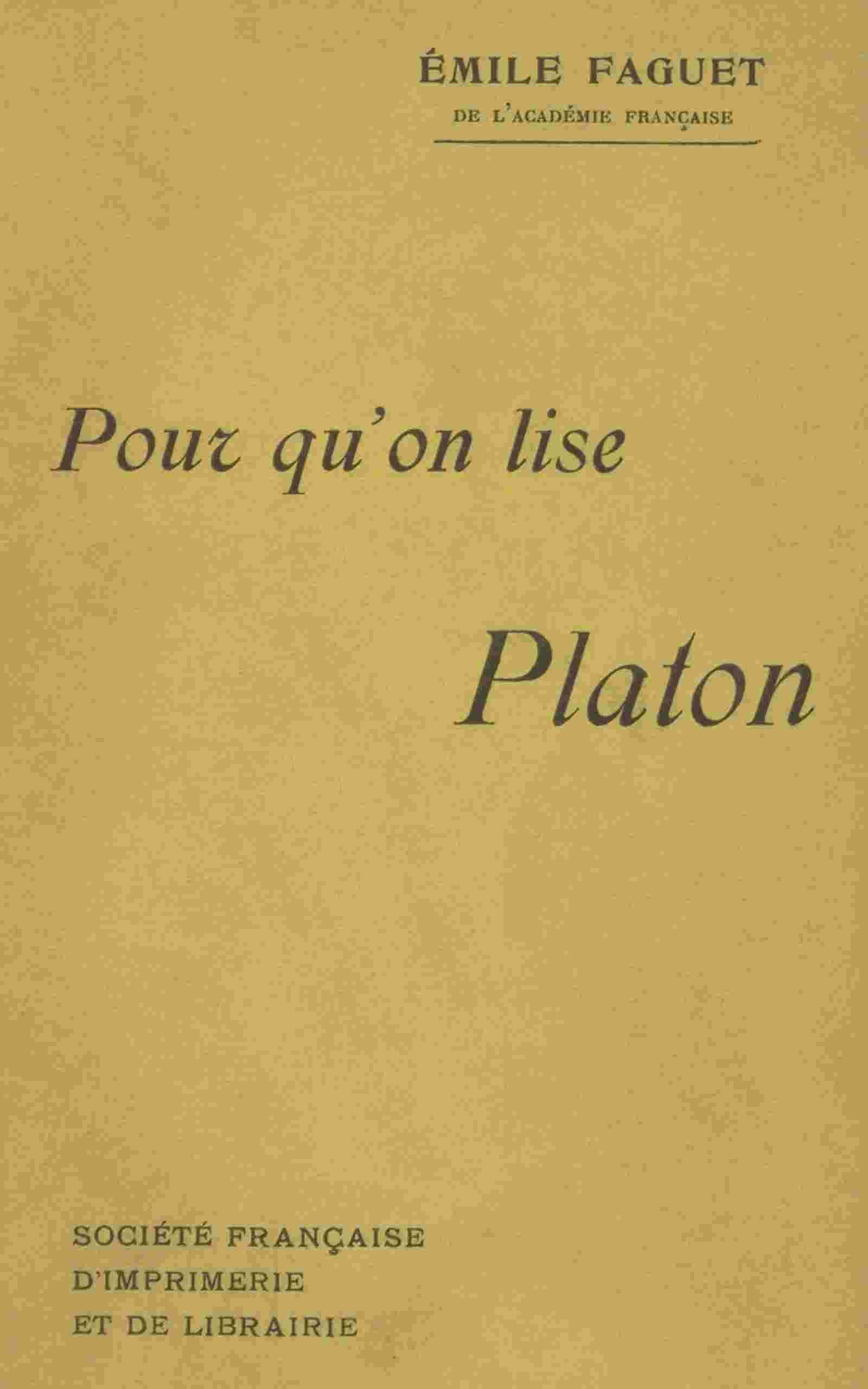 Pour qu'on lise Platon cover