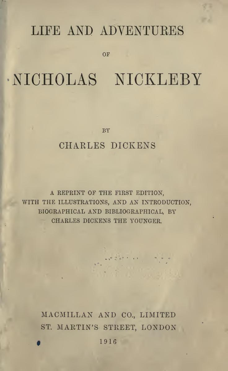 Nicholas Nickleby cover