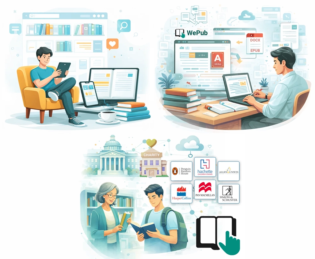 Readers, authors, institutions, and publishers connected on ReaderPub
